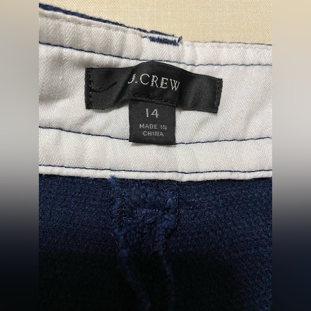 J. Crew Woman’s Blue Textured Crop Pants, Size 14. - Picture 5 of 13